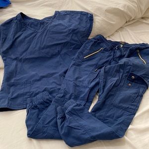 Jaanuu navy blue scrub set joggers